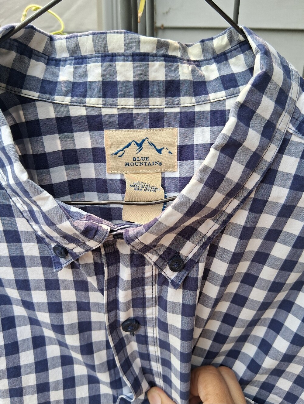 Men's 2XLT Blue White Button Up Shirt Blue Mountain 100% Cotton